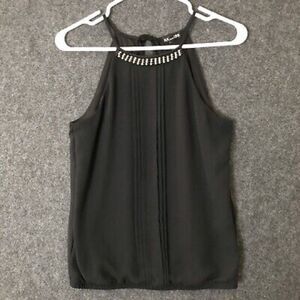 Express Black Halter Rhinestone Pleated Rhinestone blouse Small